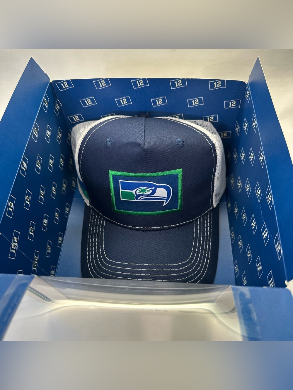 Boxed Seattle Seahawks Retro Snapback Trucker Mesh Hat Season Ticket Exclusive
